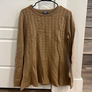 Neiman Marcus 100% Cashmere Camel Peplum Sweater